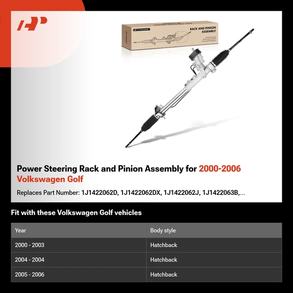Power Steering Rack and Pinion Assembly for 2000-2006 Volkswagen Golf