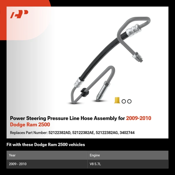 Power Steering Pressure Line Hose Assembly for 2009-2010 Dodge Ram 2500