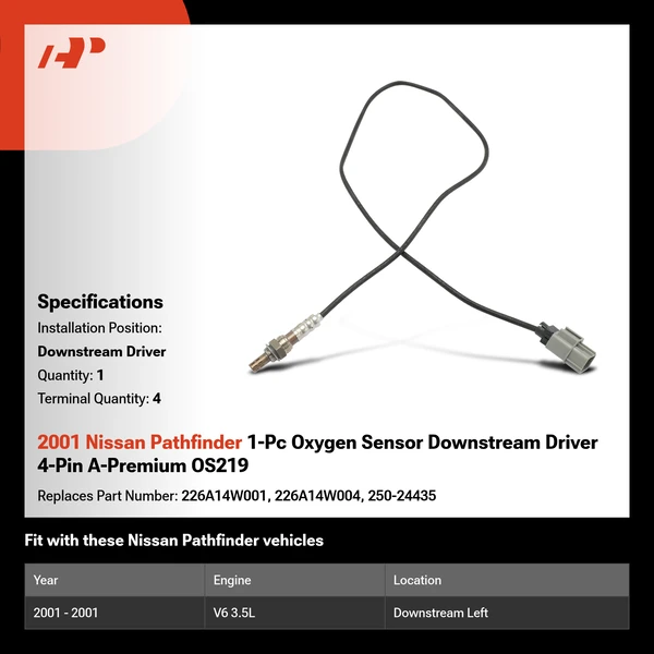 2001 Nissan Pathfinder 1-Pc Oxygen Sensor Downstream Driver 4-Pin A-Premium OS219