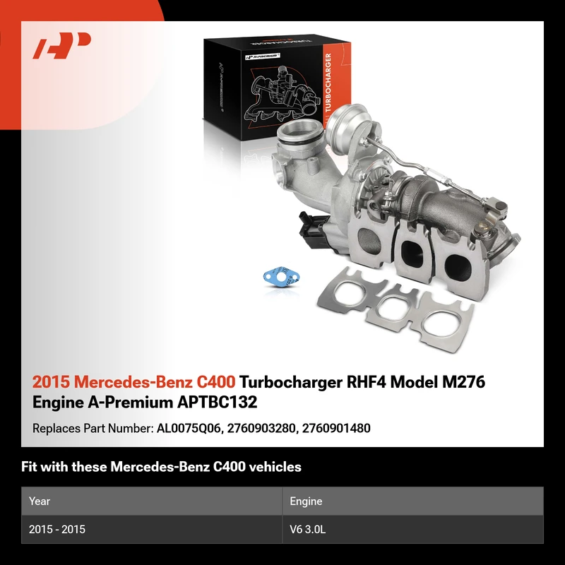 2015 Mercedes-Benz C400 Turbocharger RHF4 Model M276 Engine A-Premium APTBC132