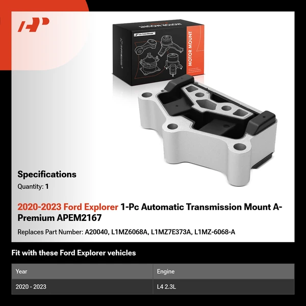2020-2023 Ford Explorer 1-Pc Automatic Transmission Mount A-Premium APEM2167