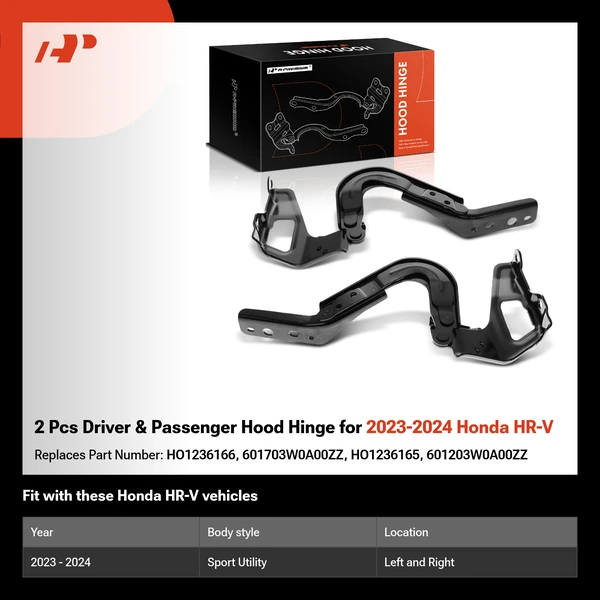 2 Pcs Driver & Passenger Hood Hinge for 2023-2024 Honda HR-V