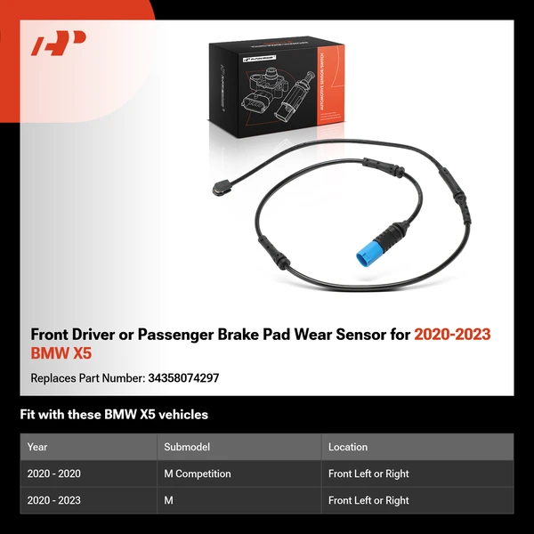 Front Driver or Passenger Brake Pad Wear Sensor for 2020-2023 BMW X5