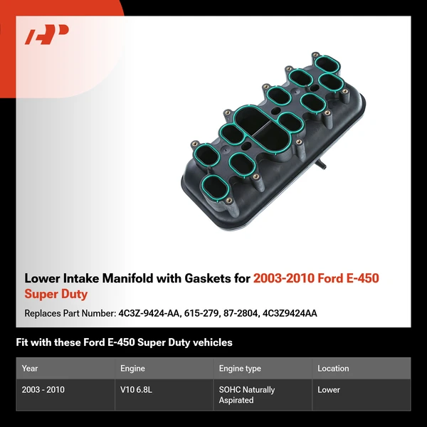 Lower Intake Manifold with Gaskets for 2003-2010 Ford E-450 Super Duty