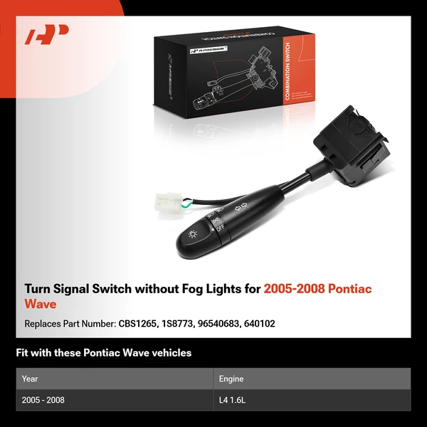 Turn Signal Switch without Fog Lights for 2005-2008 Pontiac Wave