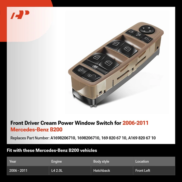 Front Driver Cream Power Window Switch for 2006-2011 Mercedes-Benz B200