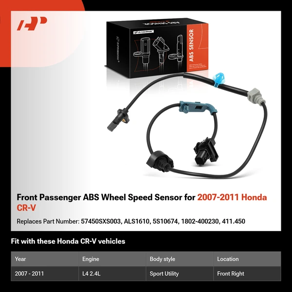 Front Passenger ABS Wheel Speed Sensor for 2007-2011 Honda CR-V