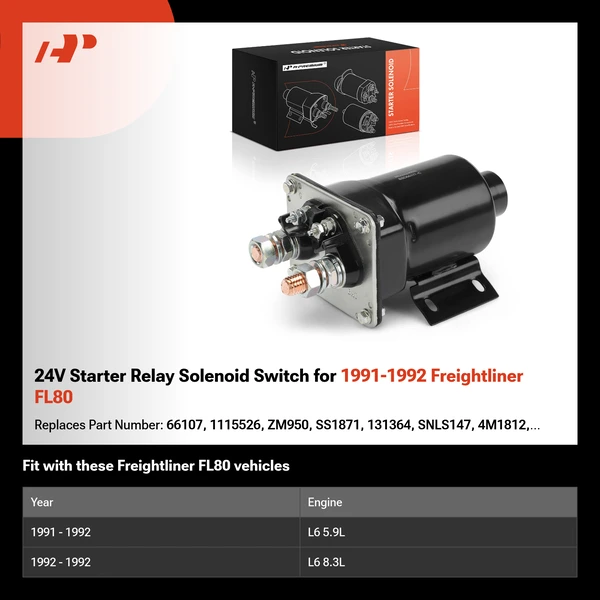24V Starter Relay Solenoid Switch for 1991-1992 Freightliner FL80