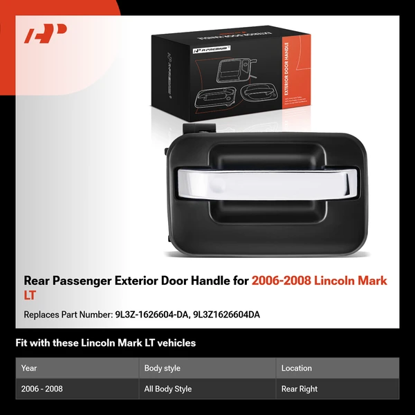 Rear Passenger Exterior Door Handle for 2006-2008 Lincoln Mark LT