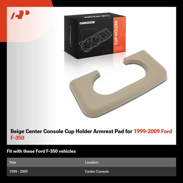 Beige Center Console Cup Holder Armrest Pad for 1999-2009 Ford F-350
