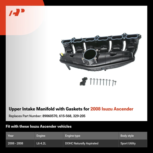 Upper Intake Manifold with Gaskets for 2008 Isuzu Ascender