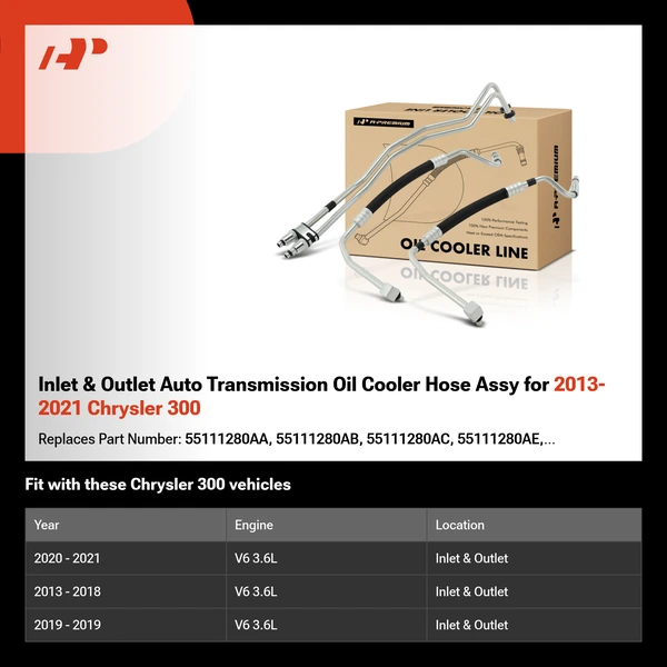 Inlet & Outlet Auto Transmission Oil Cooler Hose Assy for 2013-2021 Chrysler 300