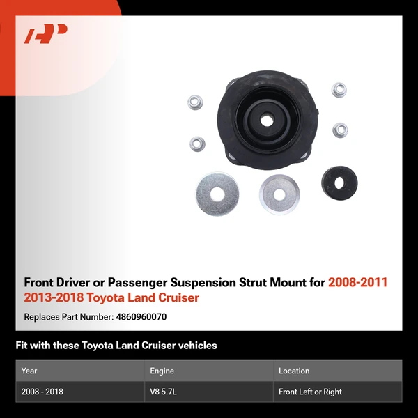 Front Driver or Passenger Suspension Strut Mount for 2008-2011 2013-2018 Toyota Land Cruiser