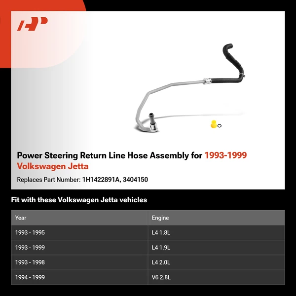 Power Steering Return Line Hose Assembly for 1993-1999 Volkswagen Jetta