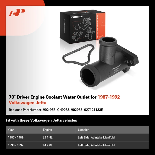 70° Driver Engine Coolant Water Outlet for 1987-1992 Volkswagen Jetta