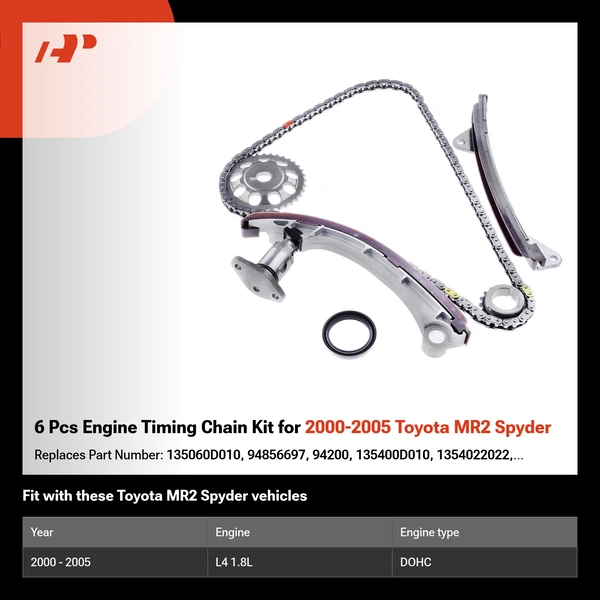 6 Pcs Engine Timing Chain Kit for 2000-2005 Toyota MR2 Spyder