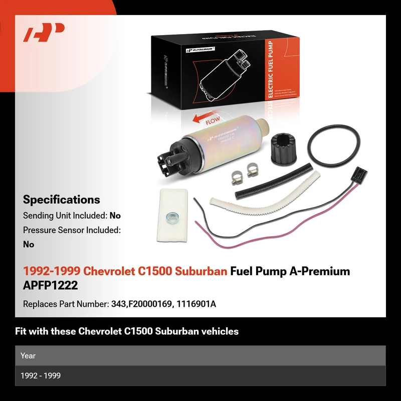 1992-1999 Chevrolet C1500 Suburban Fuel Pump A-Premium APFP1222