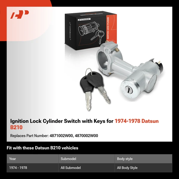 Ignition Lock Cylinder Switch with Keys for 1974-1978 Datsun B210