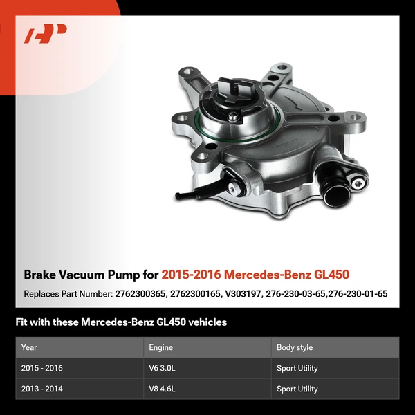 Brake Vacuum Pump for 2015-2016 Mercedes-Benz GL450