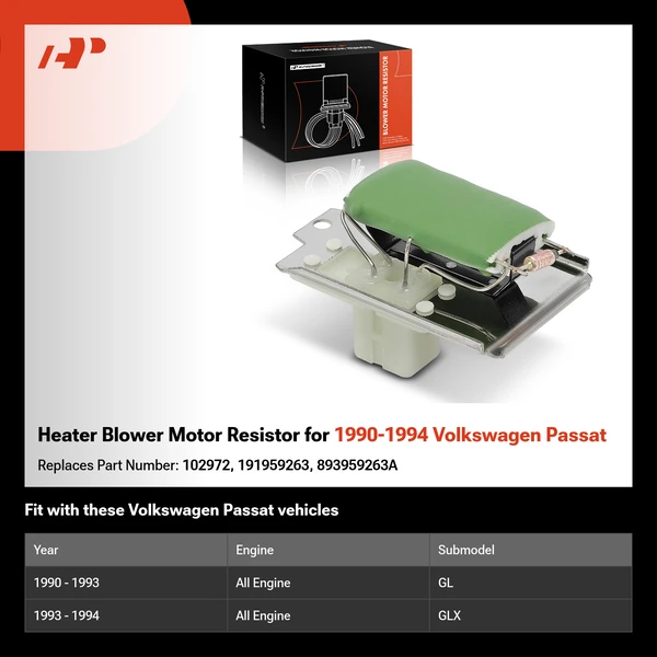 Heater Blower Motor Resistor for 1990-1994 Volkswagen Passat