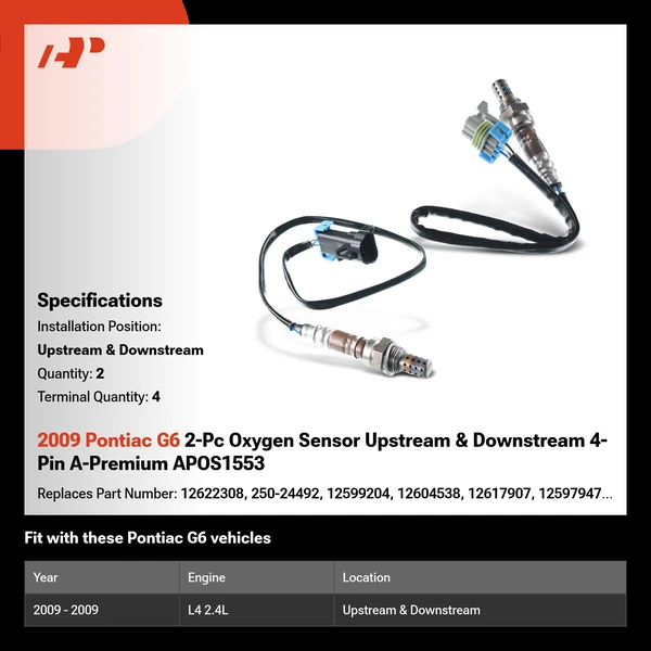 2009 Pontiac G6 2-Pc Oxygen Sensor Upstream & Downstream 4-Pin A-Premium APOS1553