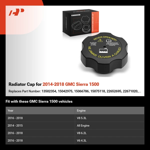 Radiator Cap for 2014-2018 GMC Sierra 1500