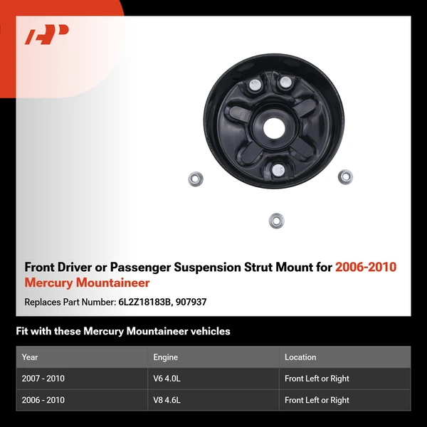 Front Driver or Passenger Suspension Strut Mount for 2006-2010 Mercury Mountaineer