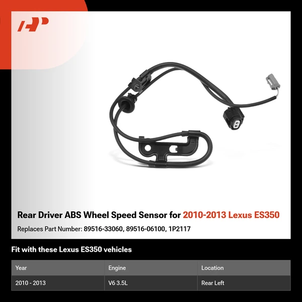 Rear Driver ABS Wheel Speed Sensor for 2010-2013 Lexus ES350