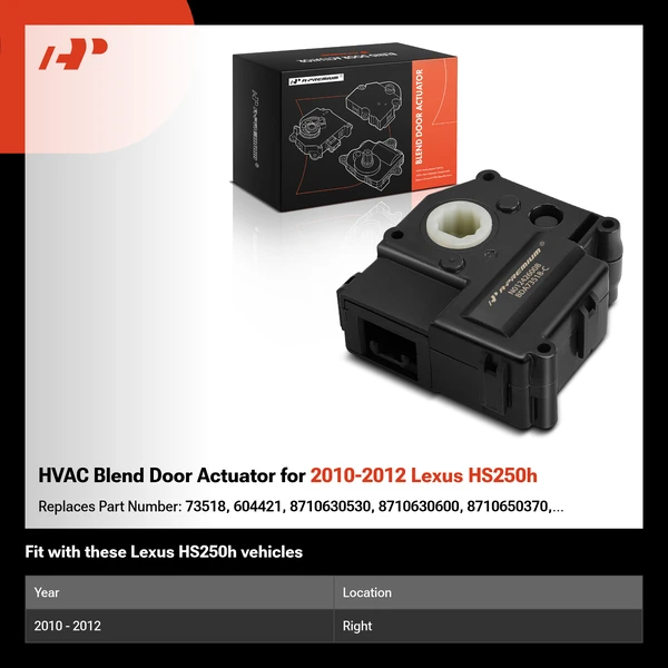 HVAC Blend Door Actuator for 2010-2012 Lexus HS250h