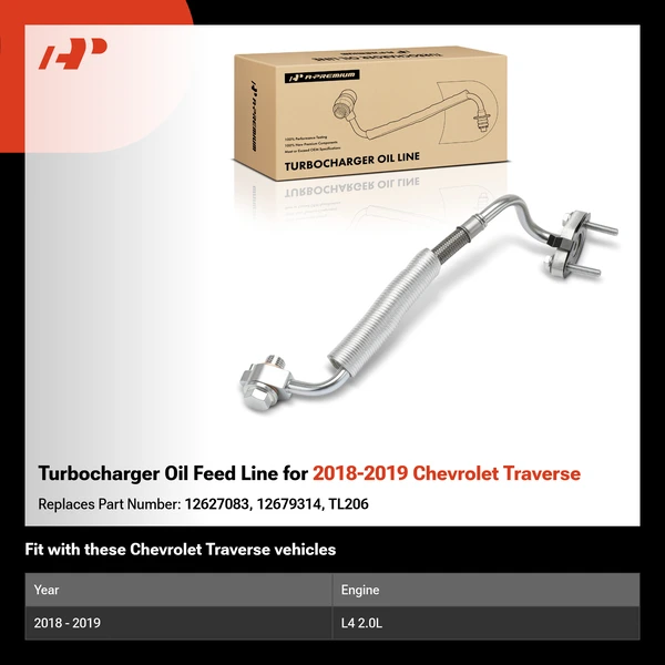 Turbocharger Oil Feed Line for 2018-2019 Chevrolet Traverse