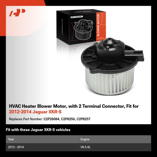 HVAC Heater Blower Motor, with 2 Terminal Connector, Fit for 2012-2014 Jaguar XKR-S