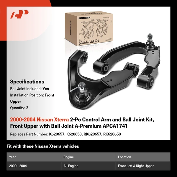 2000-2004 Nissan Xterra 2-Pc Control Arm and Ball Joint Kit, Front Upper with Ball Joint A-Premium APCA1741