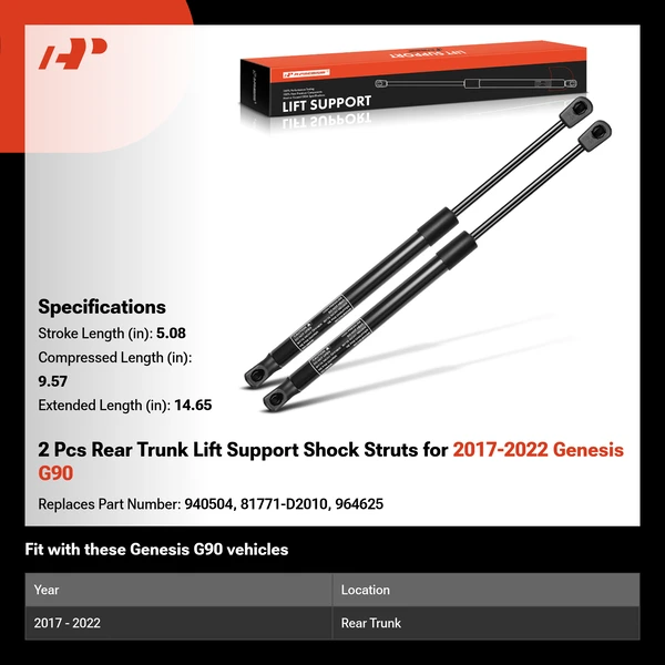 2 Pcs Rear Trunk Lift Support Shock Struts for 2017-2022 Genesis G90