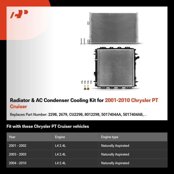 Radiator & AC Condenser Cooling Kit for 2001-2010 Chrysler PT Cruiser