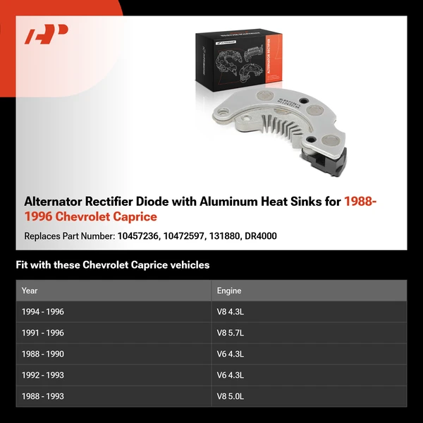 Alternator Rectifier Diode with Aluminum Heat Sinks for 1988-1996 Chevrolet Caprice