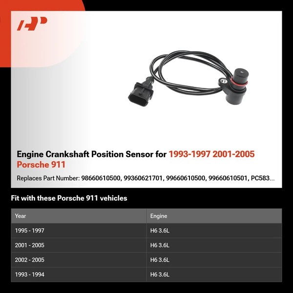 Engine Crankshaft Position Sensor for 1993-1997 2001-2005 Porsche 911