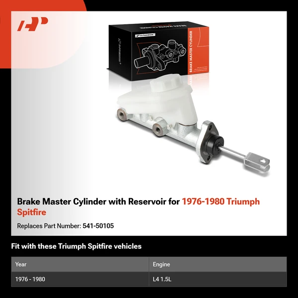 Brake Master Cylinder with Reservoir for 1976-1980 Triumph Spitfire