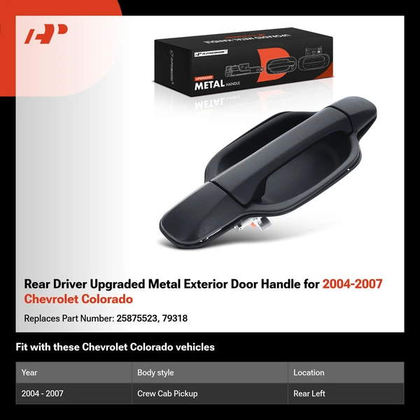 Rear Driver Upgraded Metal Exterior Door Handle for 2004-2007 Chevrolet Colorado