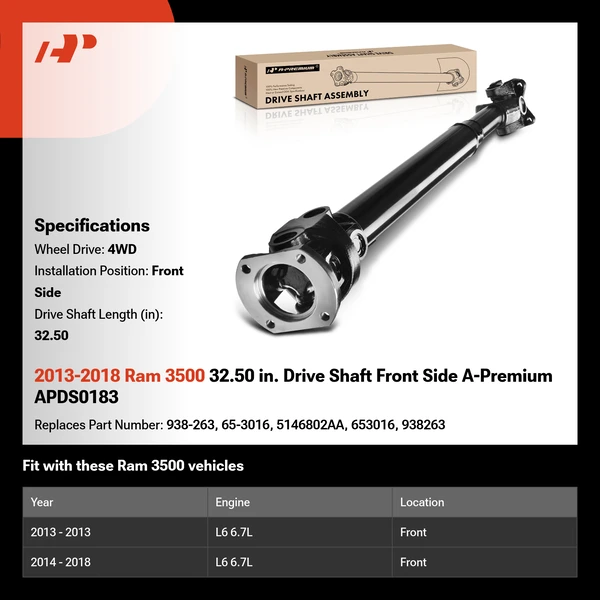 2013-2018 Ram 3500 32.50 in. Drive Shaft Front Side A-Premium APDS0183