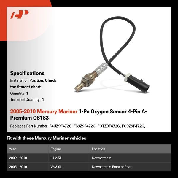 2005-2010 Mercury Mariner 1-Pc Oxygen Sensor 4-Pin A-Premium OS183
