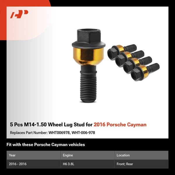 5 Pcs M14-1.50 Wheel Lug Stud for 2016 Porsche Cayman