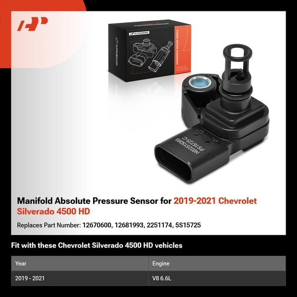 Manifold Absolute Pressure Sensor for 2019-2021 Chevrolet Silverado 4500 HD