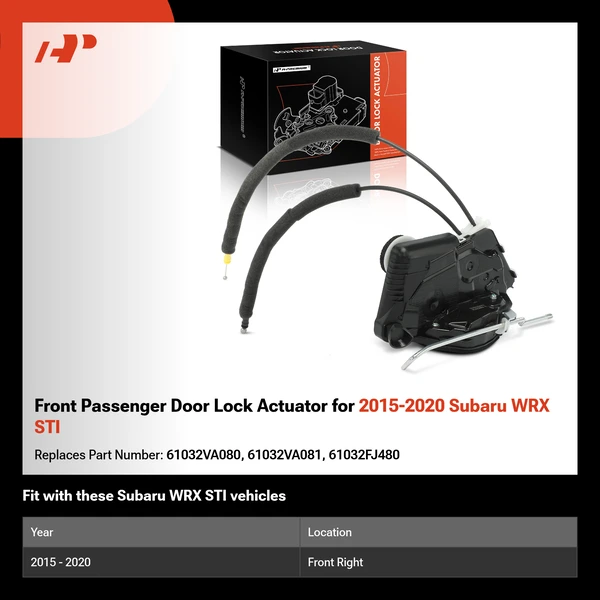 Front Passenger Door Lock Actuator for 2015-2020 Subaru WRX STI