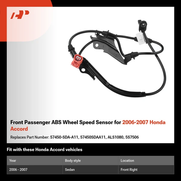 Front Passenger ABS Wheel Speed Sensor for 2006-2007 Honda Accord
