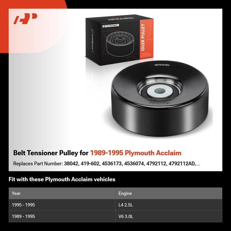 Belt Tensioner Pulley for 1989-1995 Plymouth Acclaim