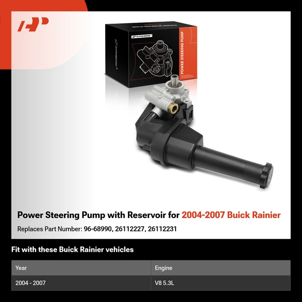 Power Steering Pump with Reservoir for 2004-2007 Buick Rainier