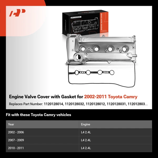 Engine Valve Cover with Gasket for 2002-2011 Toyota Camry