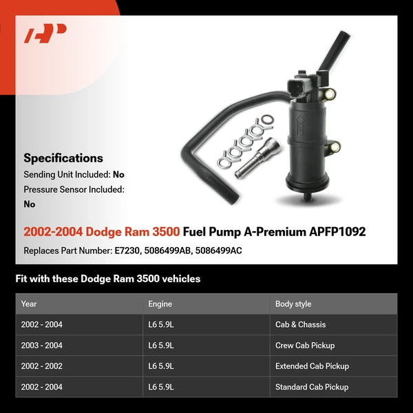 2002-2004 Dodge Ram 3500 Fuel Pump A-Premium APFP1092