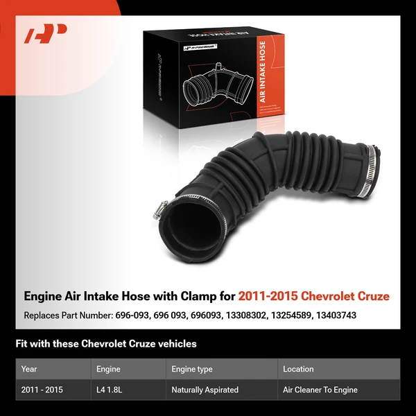 Engine Air Intake Hose with Clamp for 2011-2015 Chevrolet Cruze