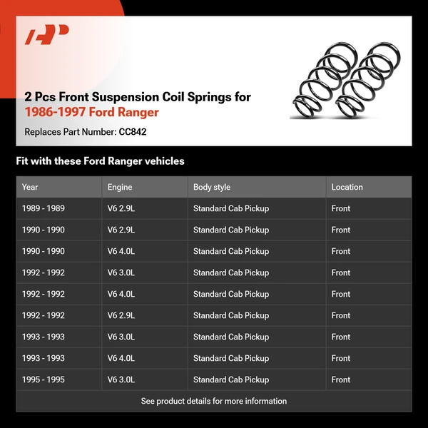 2 Pcs Front Suspension Coil Springs for 1986-1997 Ford Ranger